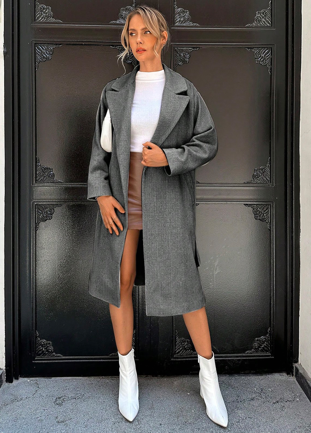 Сіре демісезонне Пальто оверсайз SHEIN