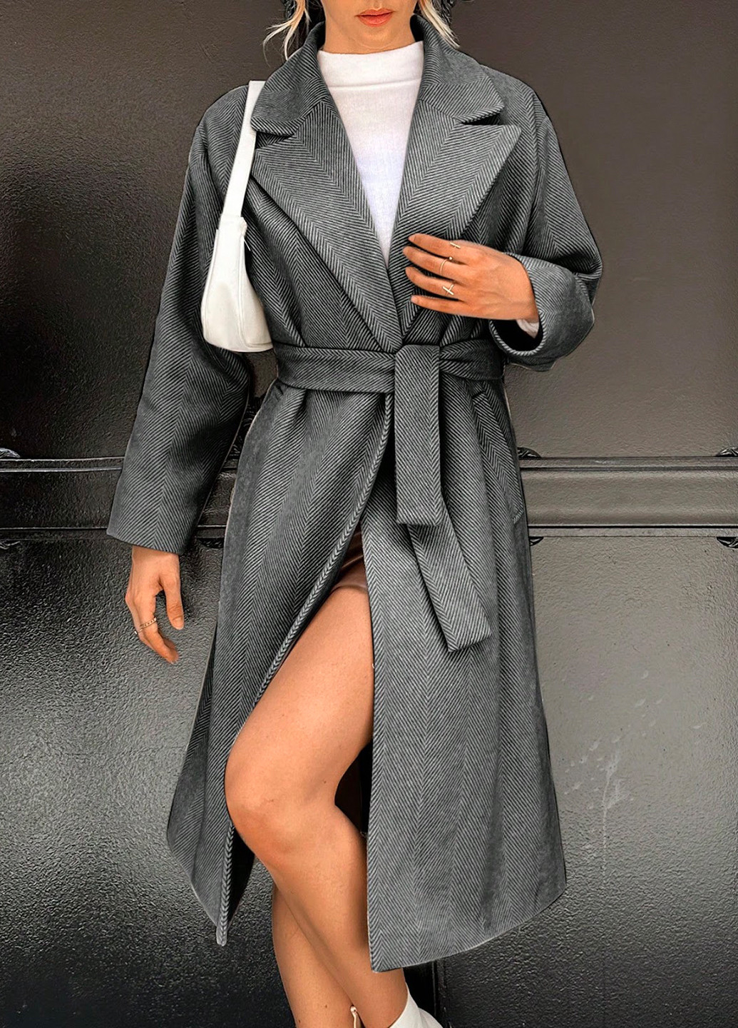 Сіре демісезонне Пальто оверсайз SHEIN