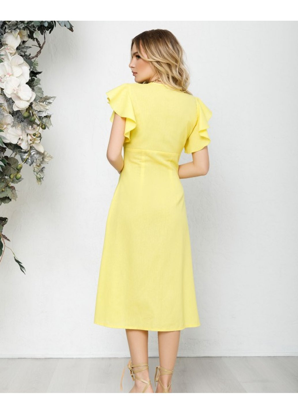 Жовтий повсякденний сукня 12591 s білий ISSA PLUS однотонна