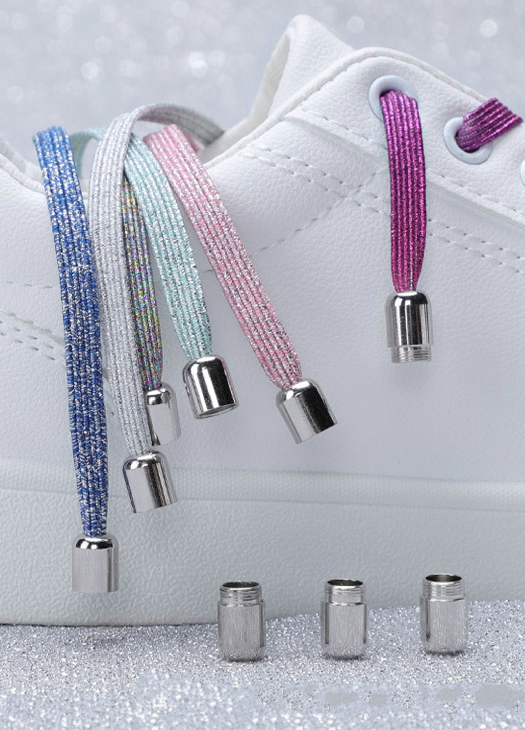 Кольорові еластичні шнурки з фіксатором закруткою, 100 см, колір №12 No Brand (254584248)