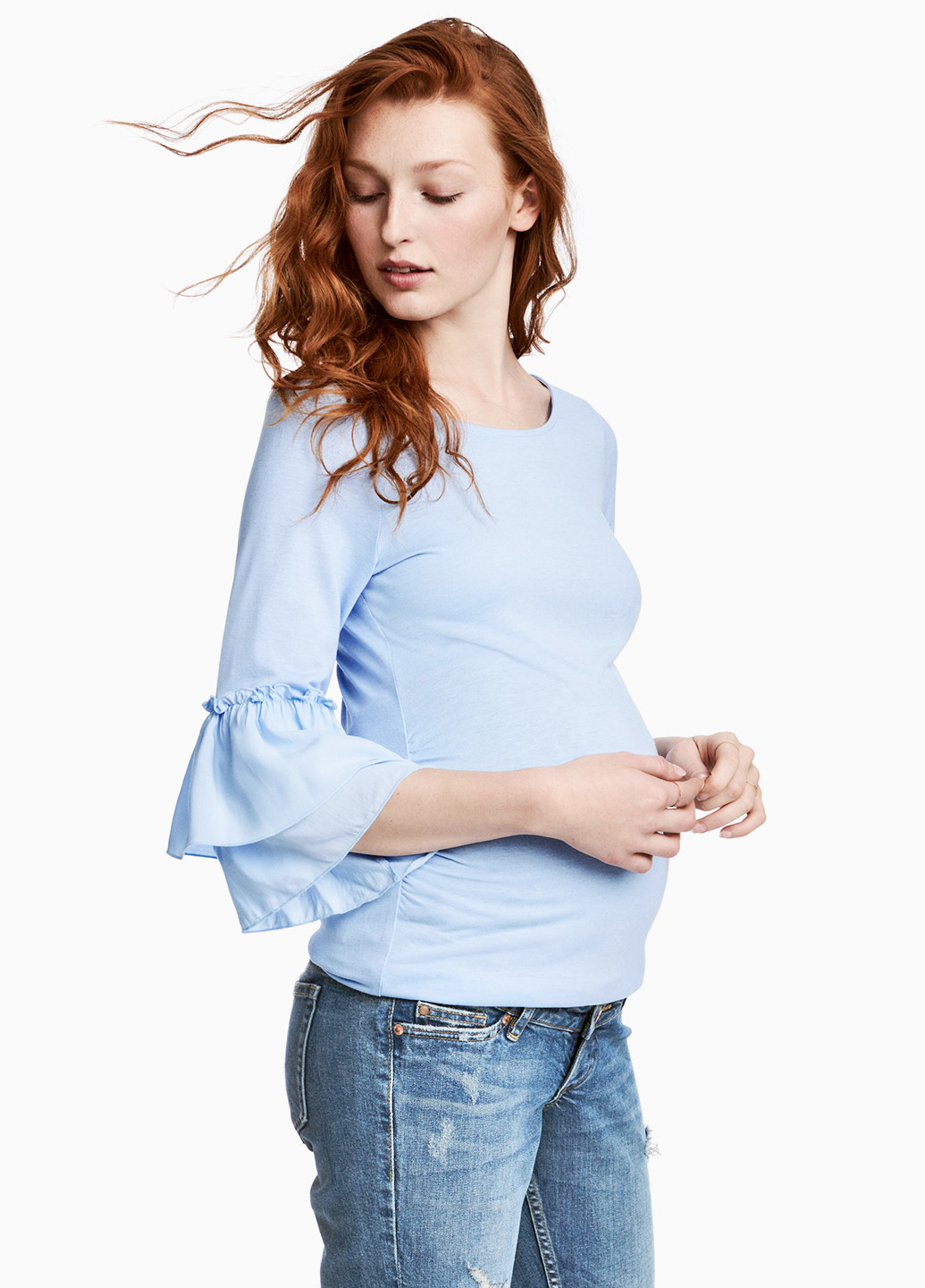 Голубая летняя блуза для беременных H&M