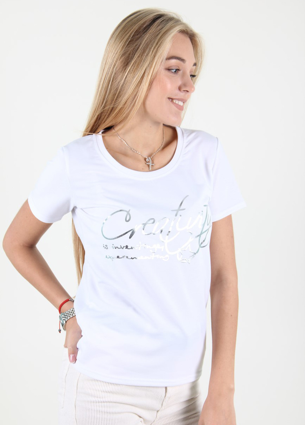 Белая летняя футболка Miss Fashion