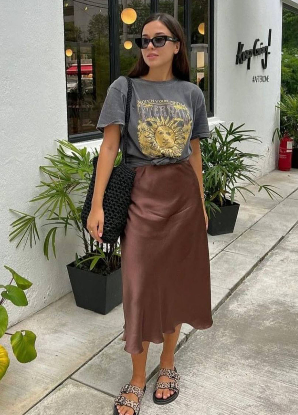 Коричневая кэжуал однотонная юбка No Brand а-силуэта (трапеция)