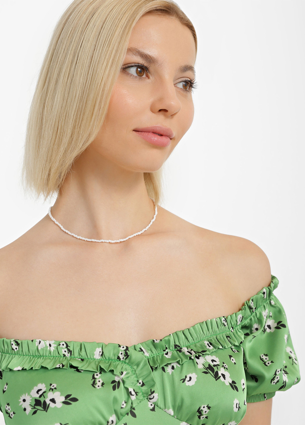 Зелена кежуал сукня з відкритими плечима Braska з квітковим принтом