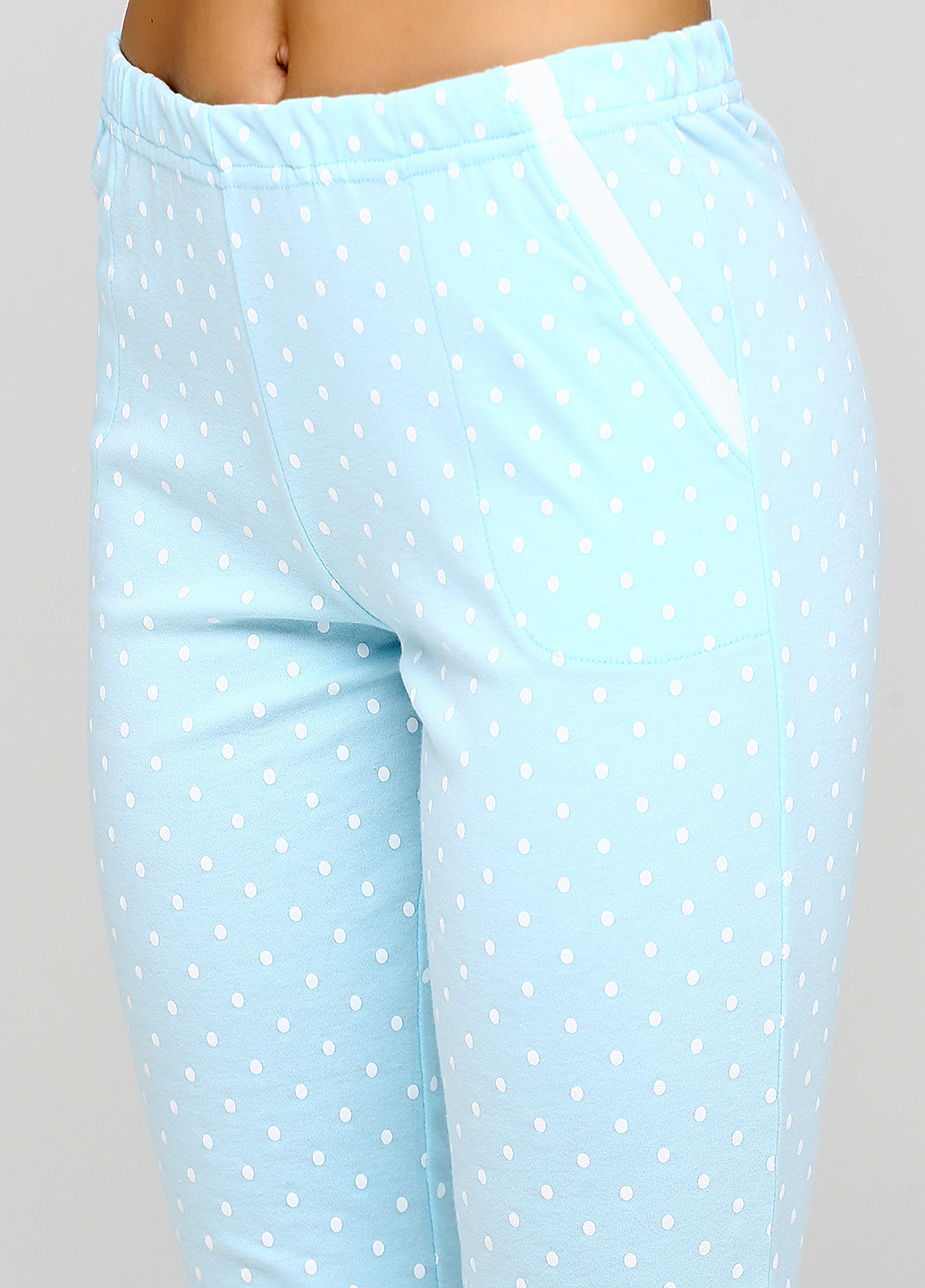 Голубая всесезон пижама (лонгслив, брюки, маска для сна) лонгслив + брюки Lucci