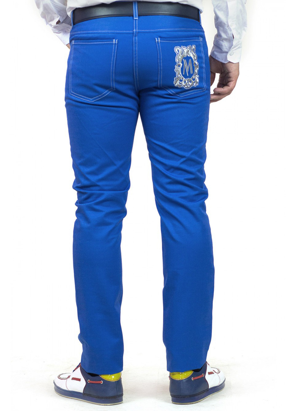 Синие кэжуал демисезонные со средней талией брюки MAKSYMIV