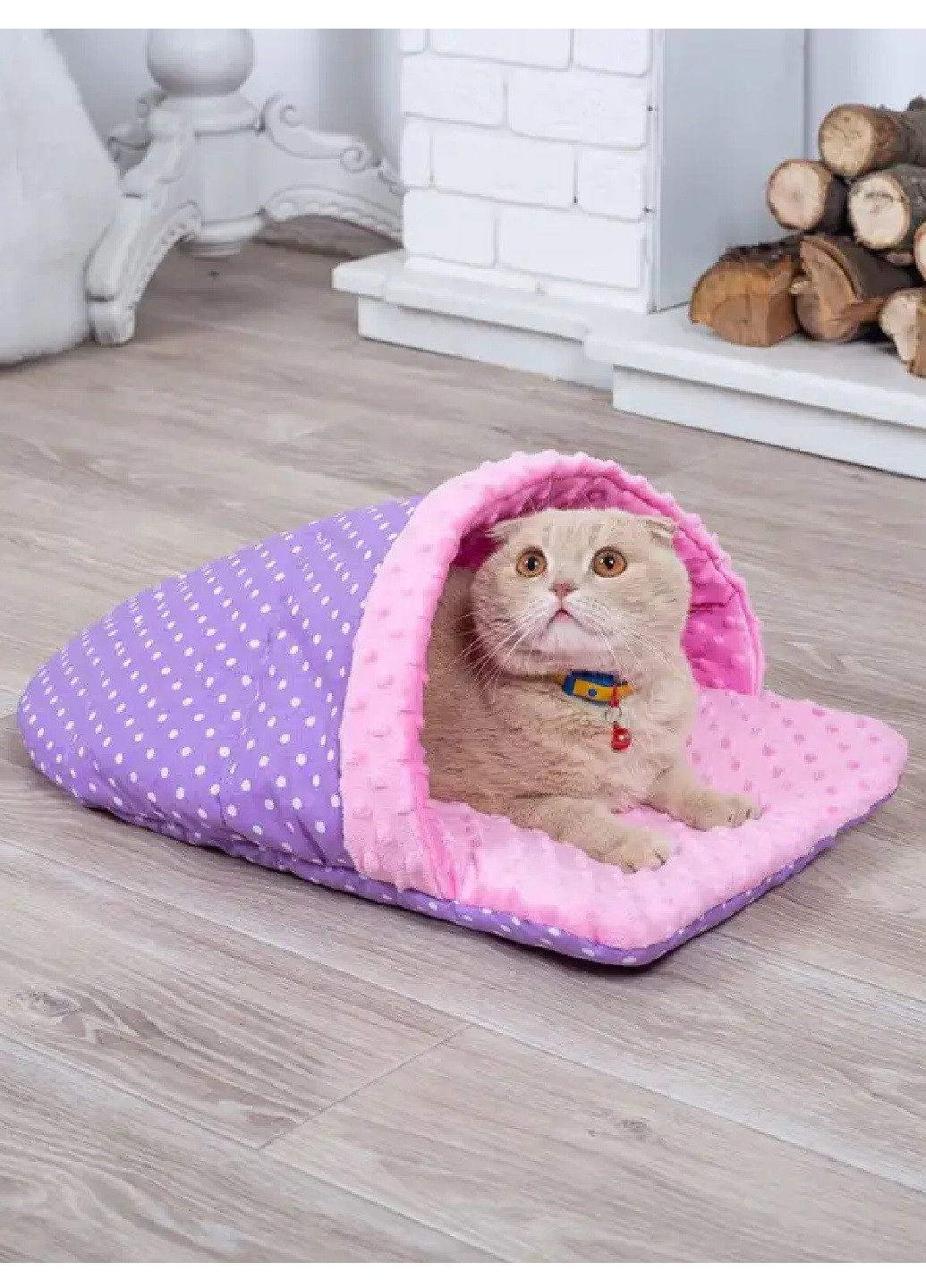 Лежак лежанка для котов и собак тапочка спальное место 60х45 см (233435-De) Фиолетовый с розовым Francesco Marconi (250498804)