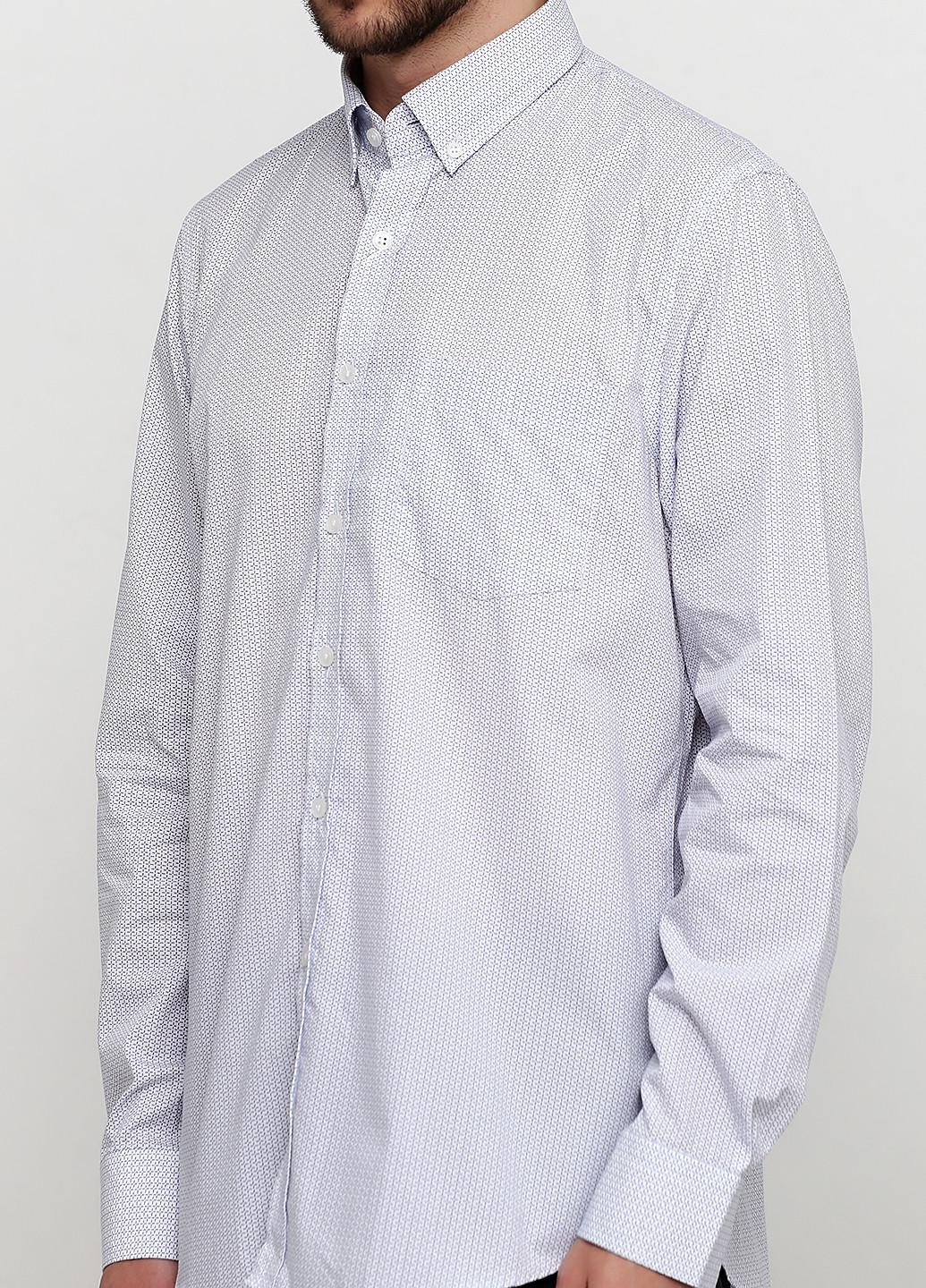 Белая кэжуал рубашка с орнаментом Madoc Jeans с длинным рукавом