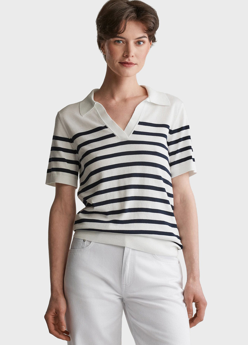 Цветная женская футболка-поло Gant в полоску