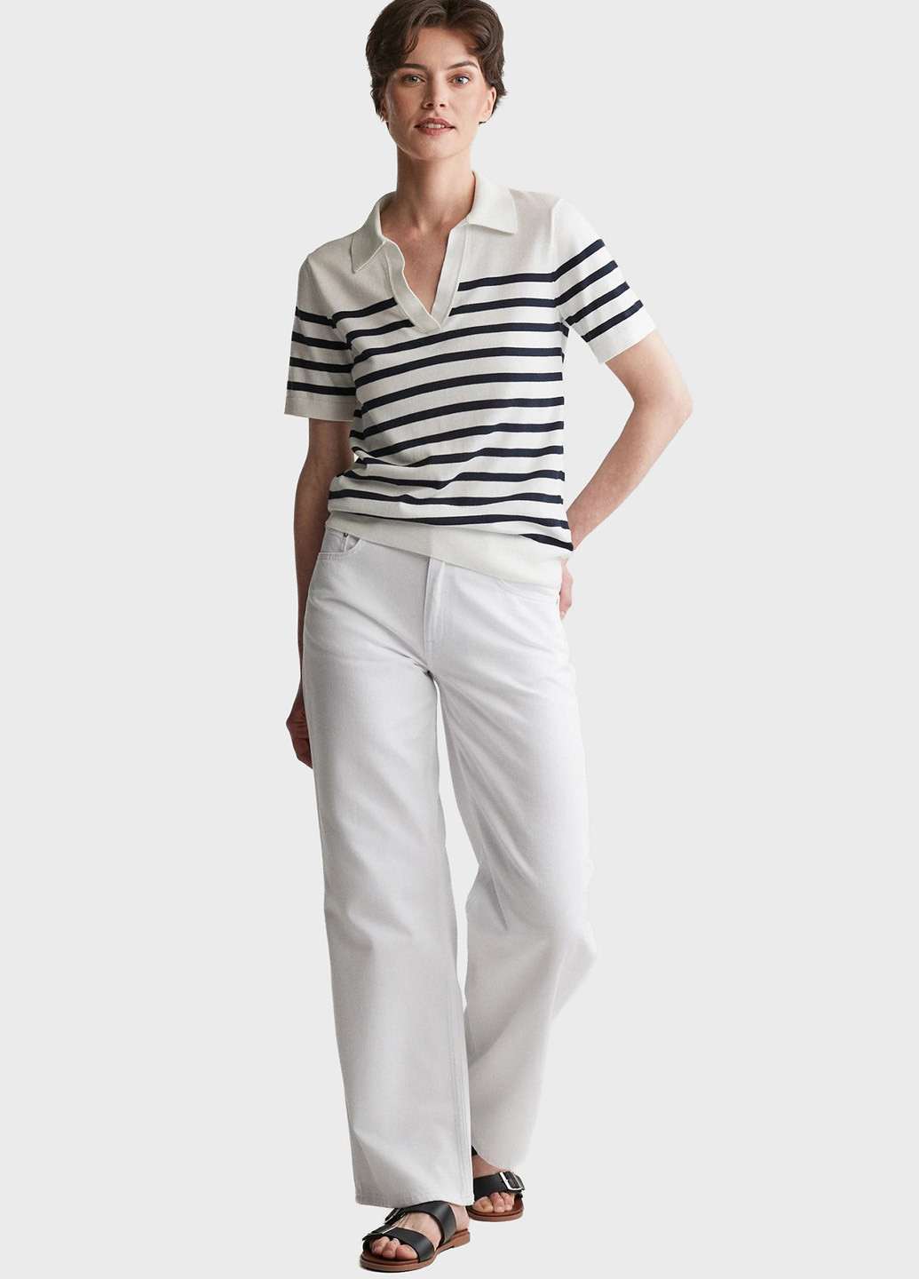 Цветная женская футболка-поло Gant в полоску