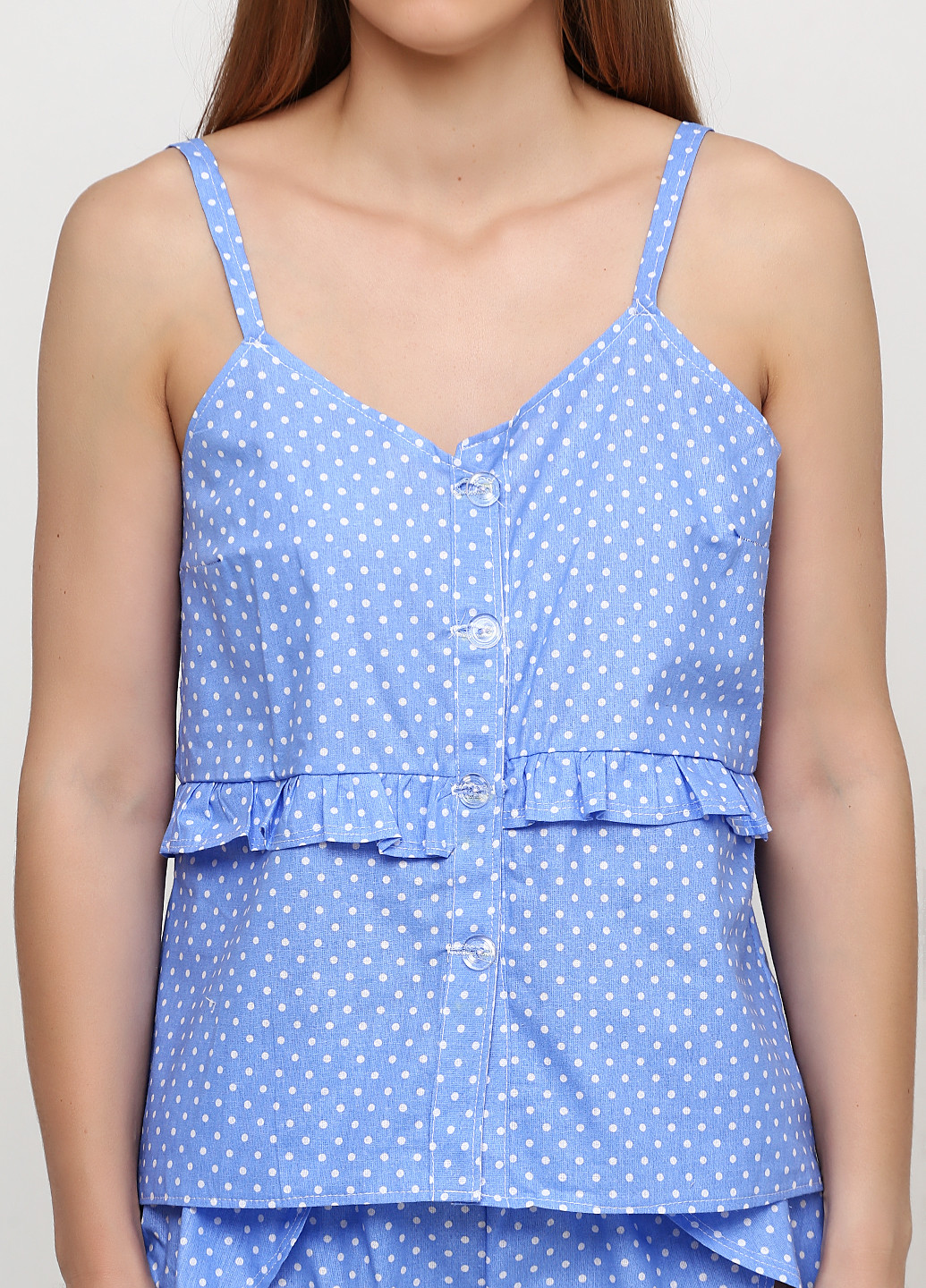 Светло-синяя всесезон пижама (топ, шорты) майка + шорты Zhmurchenko Brand