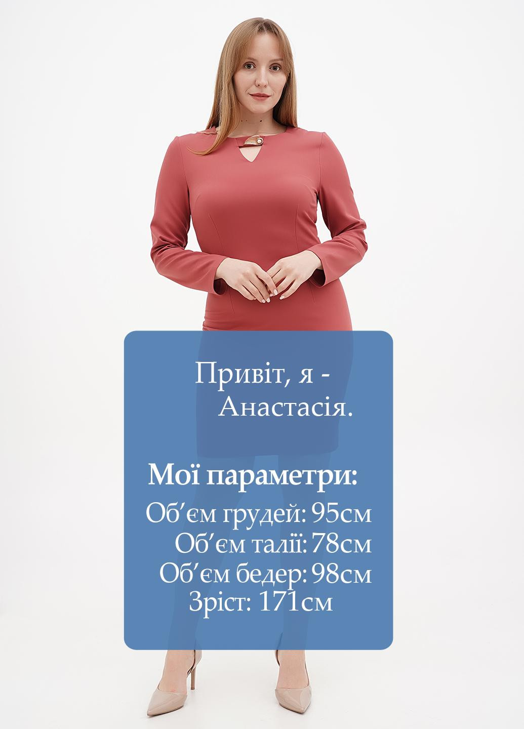 Рожево-коричнева кежуал сукня футляр Sassofono однотонна