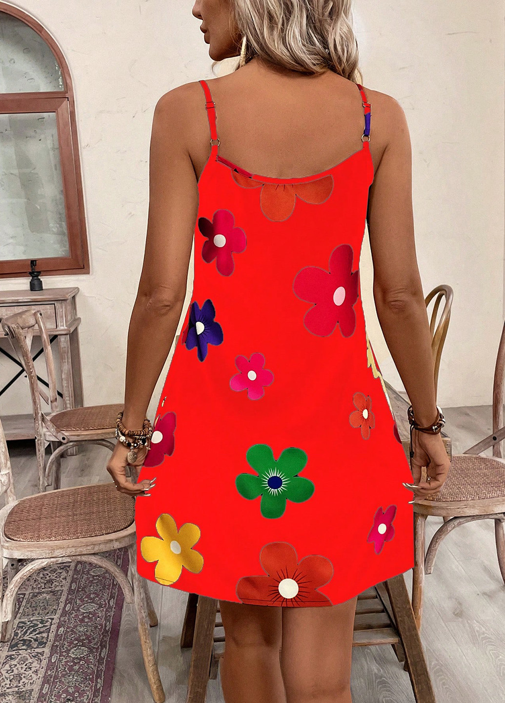 Алое кэжуал платье SHEIN с цветочным принтом