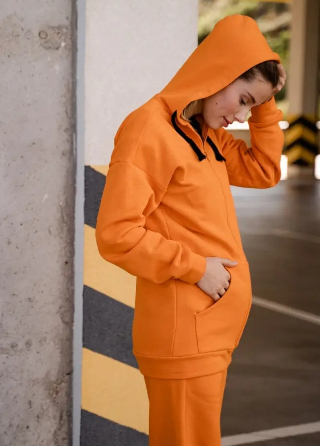 Оранжевый худи для беременных и кормящих мам из тёплого мягкого трикотажа To Be (245010673)