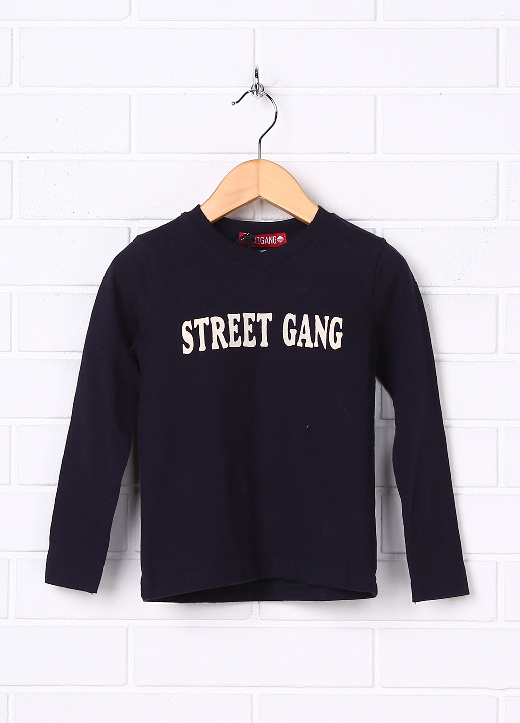Темно-синий демисезонный кэжуал лонгслив Street Gang с надписями