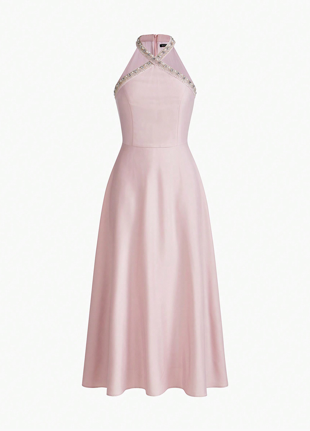 Розовое праздничный, коктейльное, вечернее платье в греческом стиле, клеш, с открытыми плечами SHEIN однотонное