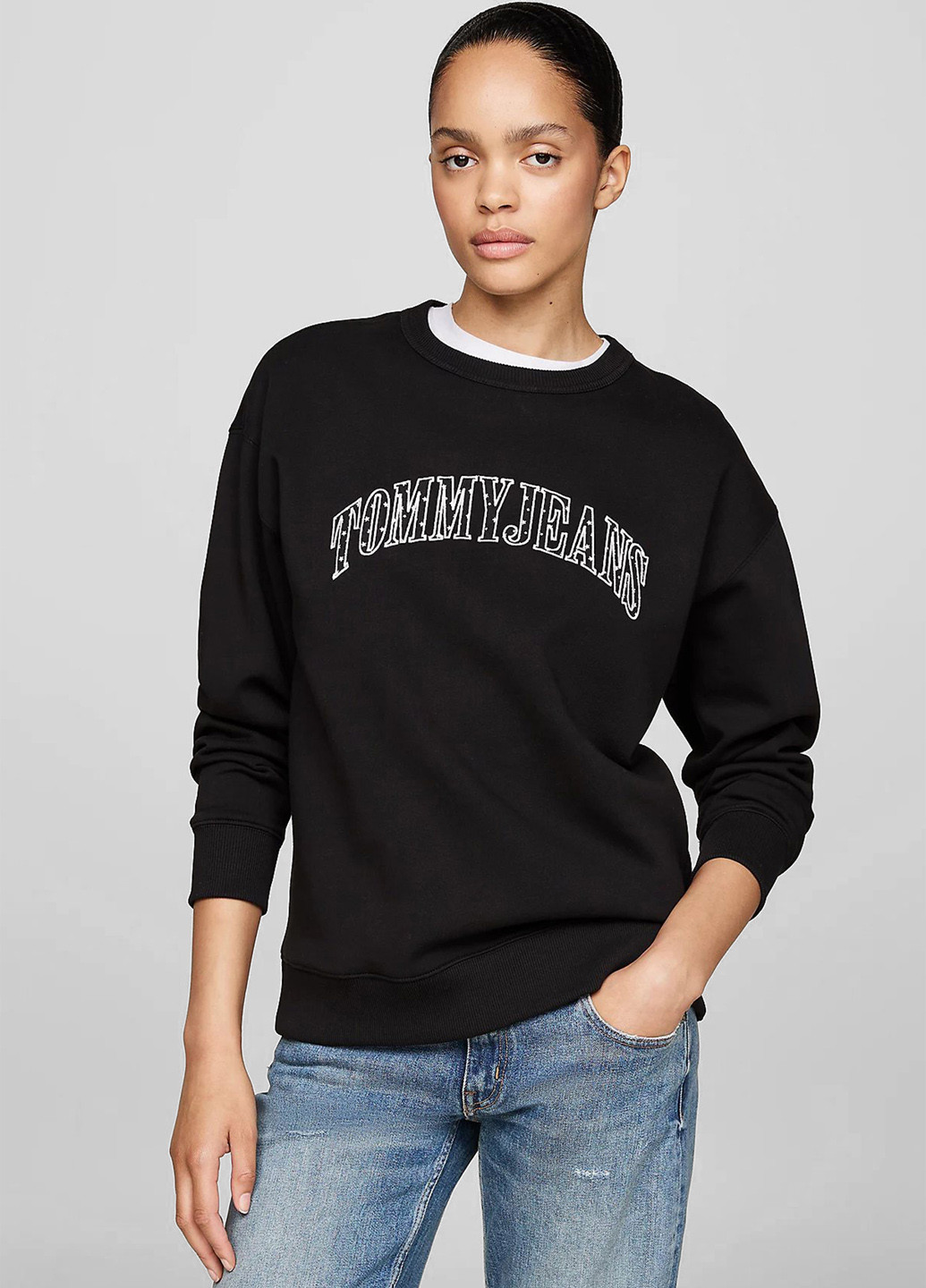 Чорний світшот Tommy Jeans однотонний вишивка (315060120)