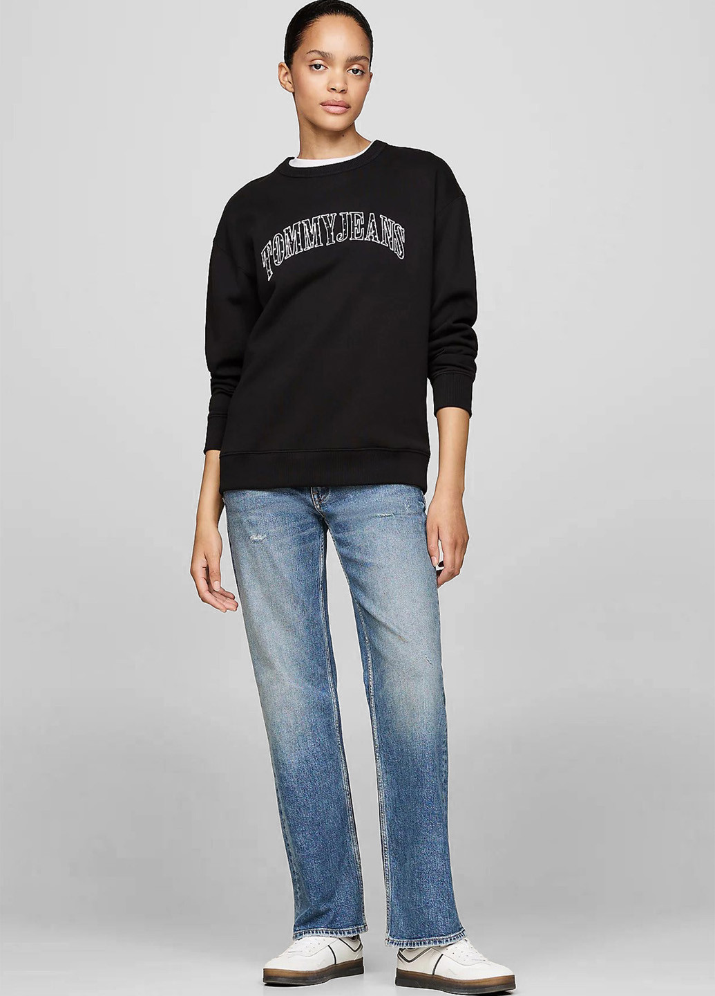 Чорний світшот Tommy Jeans однотонний вишивка (315060120)