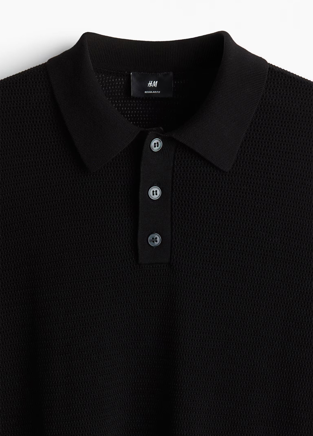 Черная футболка-поло для мужчин H&M однотонная