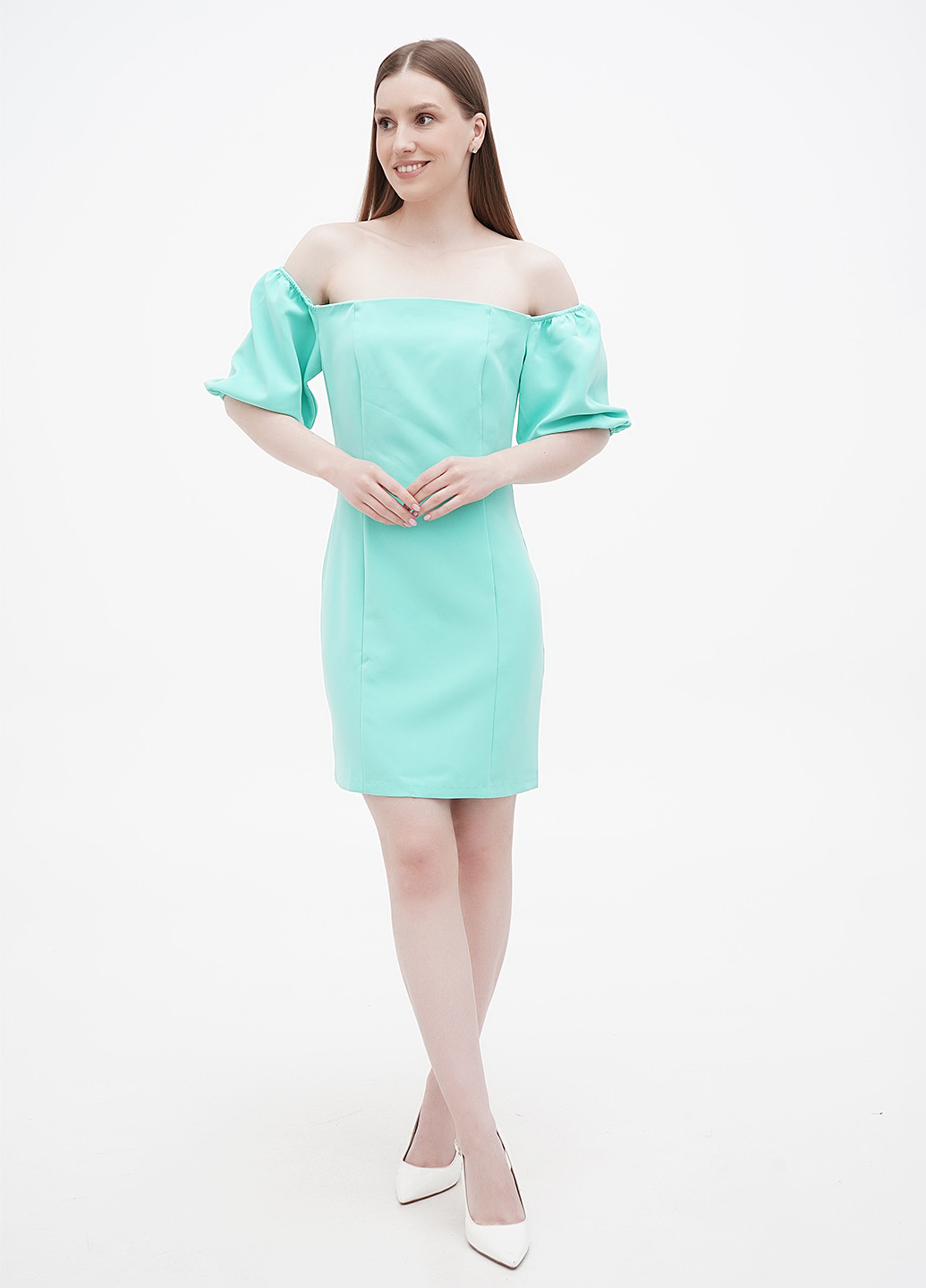 Мятное кэжуал платье футляр Dioni однотонное