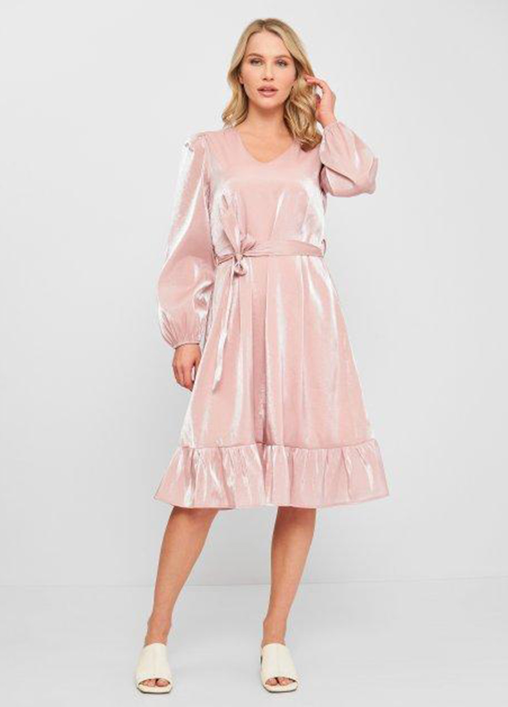 Світло-рожева кежуал сукня, сукня кльош Minimum однотонна