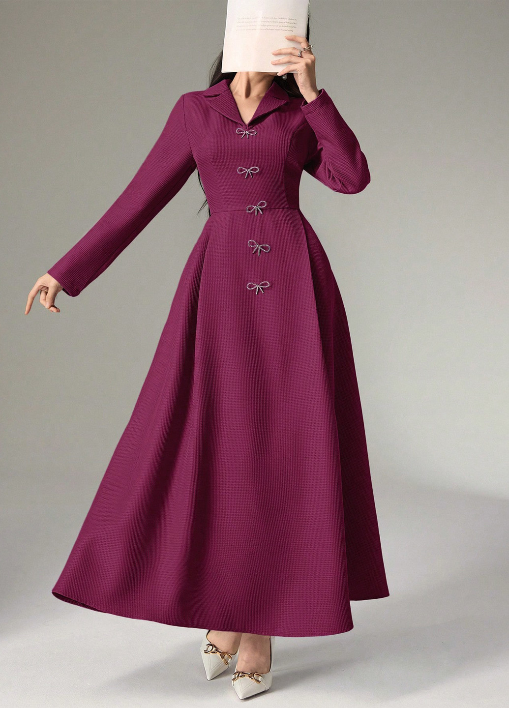 Сливова вечірня, кежуал сукня з спідницею-сонце, футляр SHEIN однотонна