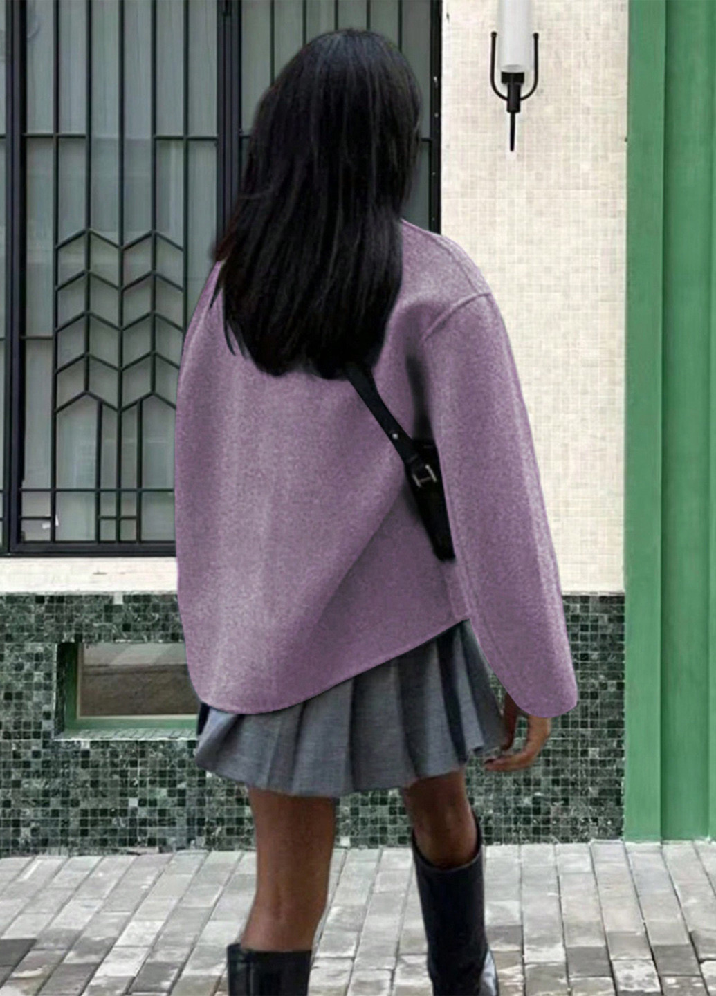 Лілове демісезонне Пальто двобортне SHEIN