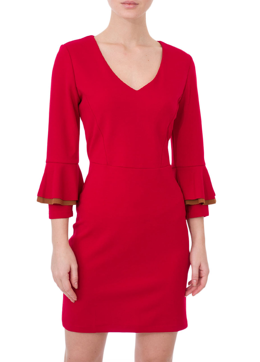 Красное кэжуал платье футляр Miss Miss однотонное