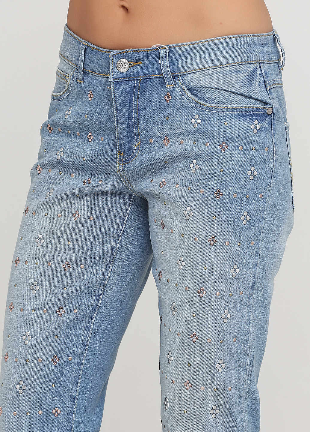 Голубые демисезонные зауженные джинсы Linea Tesini