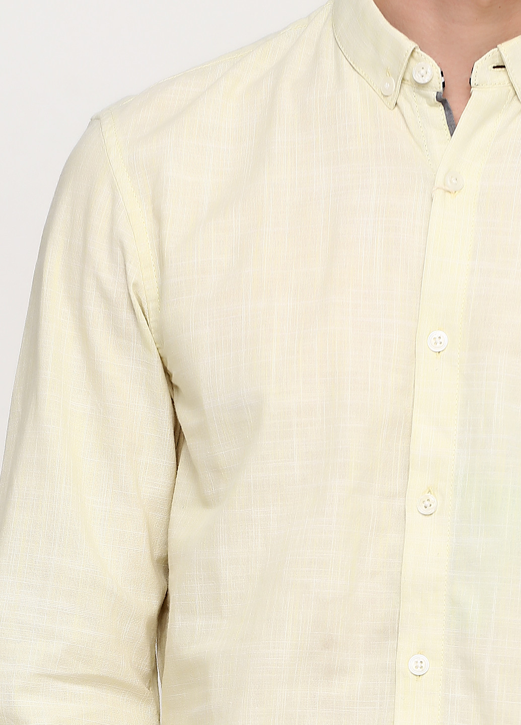 Желтая кэжуал рубашка однотонная Tom Tailor с длинным рукавом