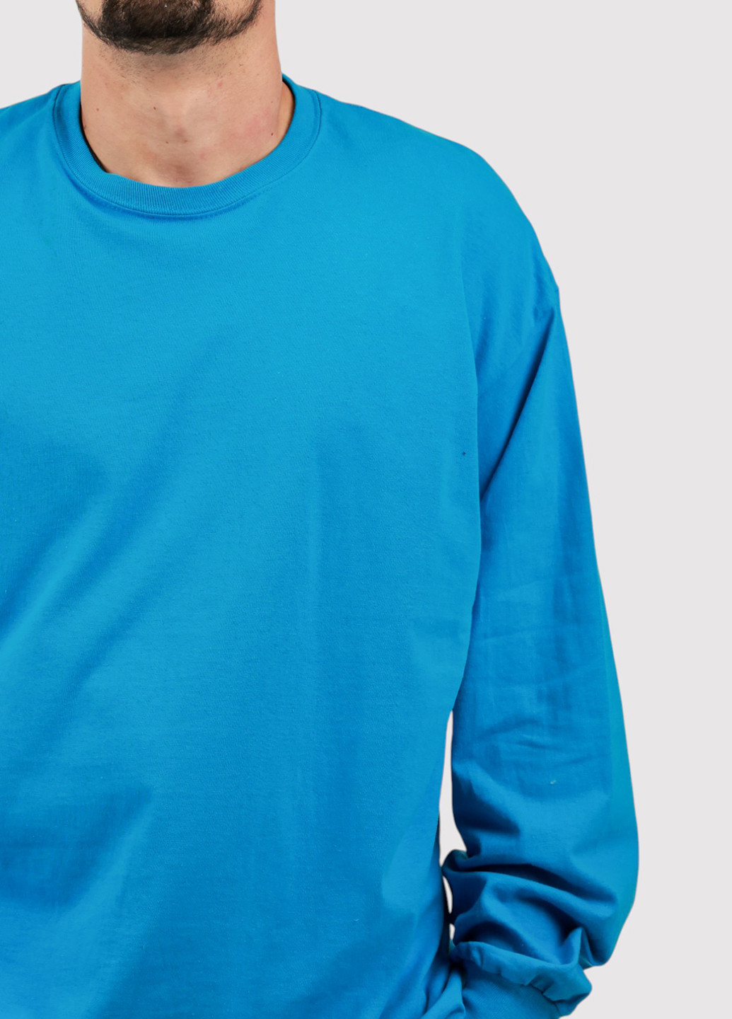 Лонгслів Gildan однотонний блакитний кежуали трикотаж, бавовна