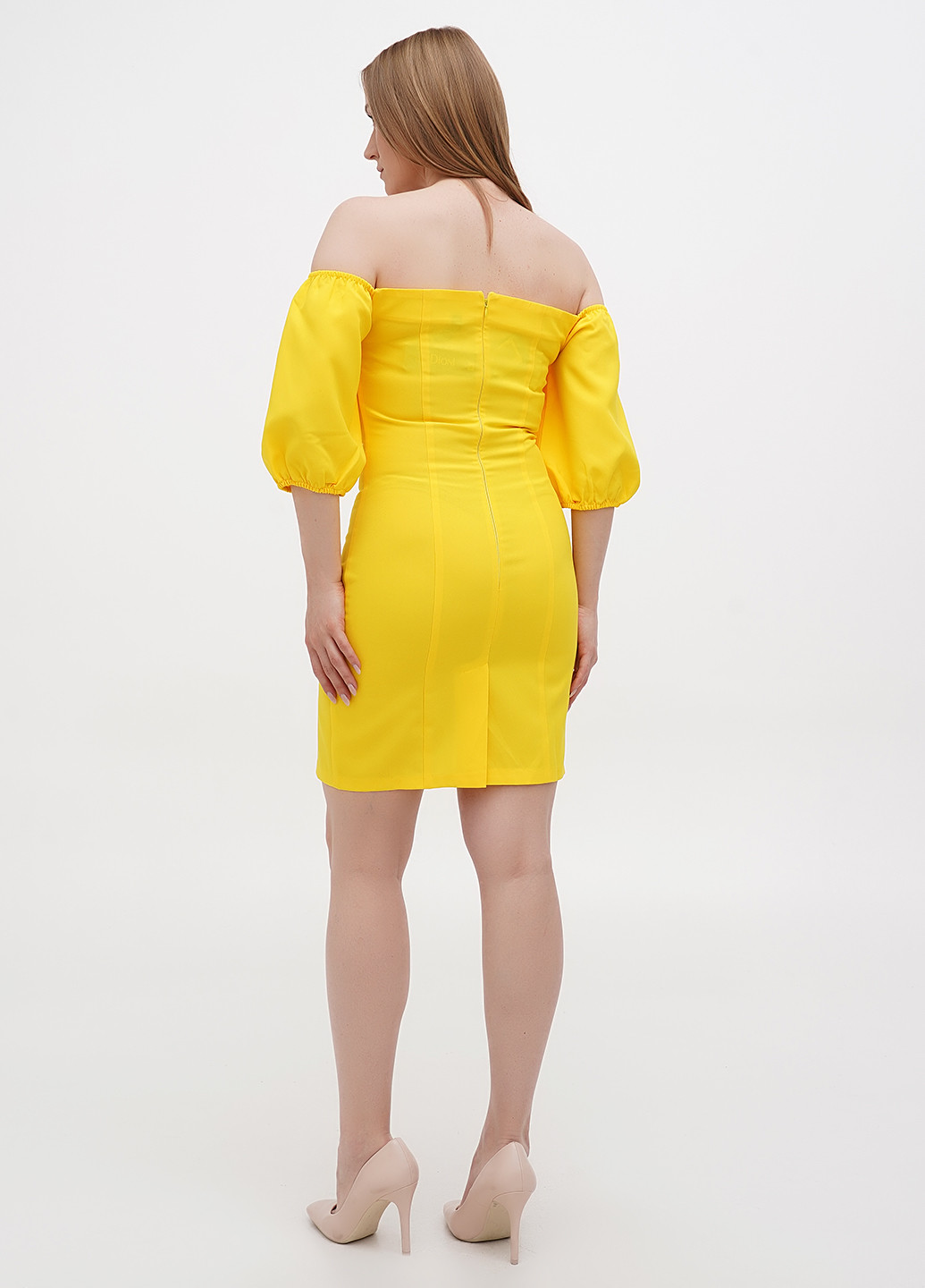 Жовтий кежуал сукня футляр Dioni однотонна