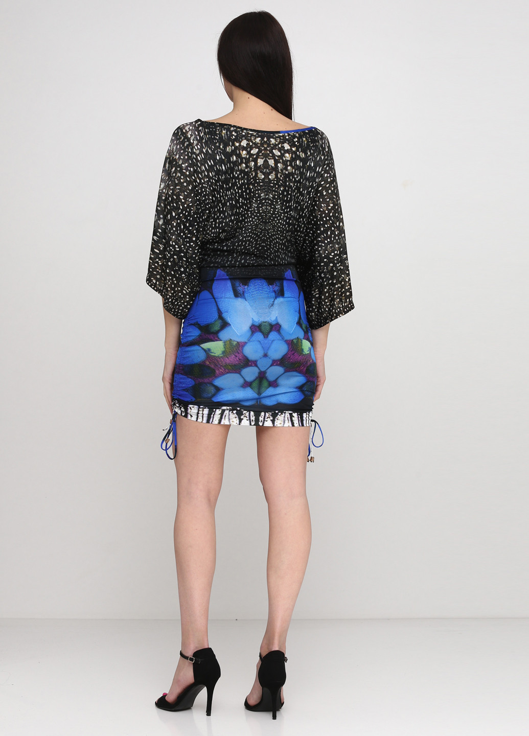 Комбинированное кэжуал платье Roberto Cavalli с абстрактным узором
