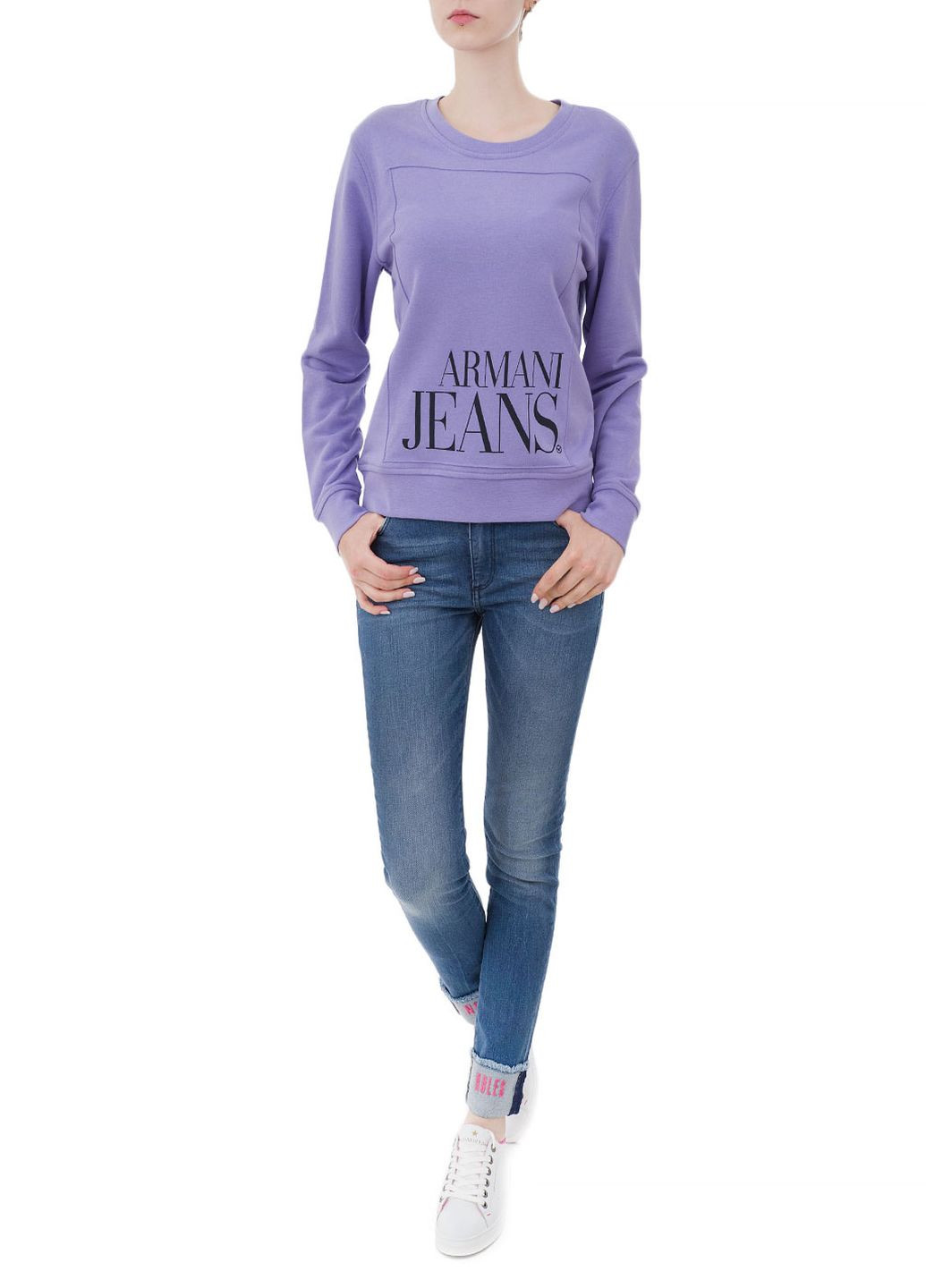 Джемпер Armani Jeans - крій однотонний фіолетовий кежуал - (219778435)
