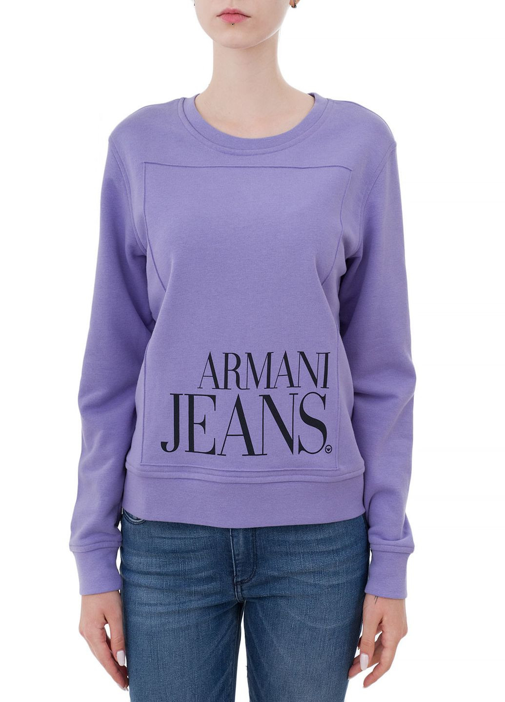 Джемпер Armani Jeans - крій однотонний фіолетовий кежуал - (219778435)