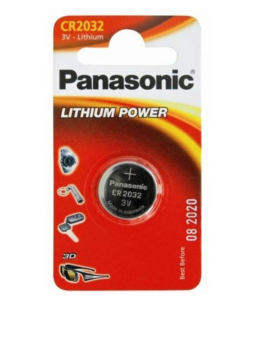 Батарейка Panasonic CR 2032 BLI 1 LITHIUM (CR-2032EL/1B) серебристые