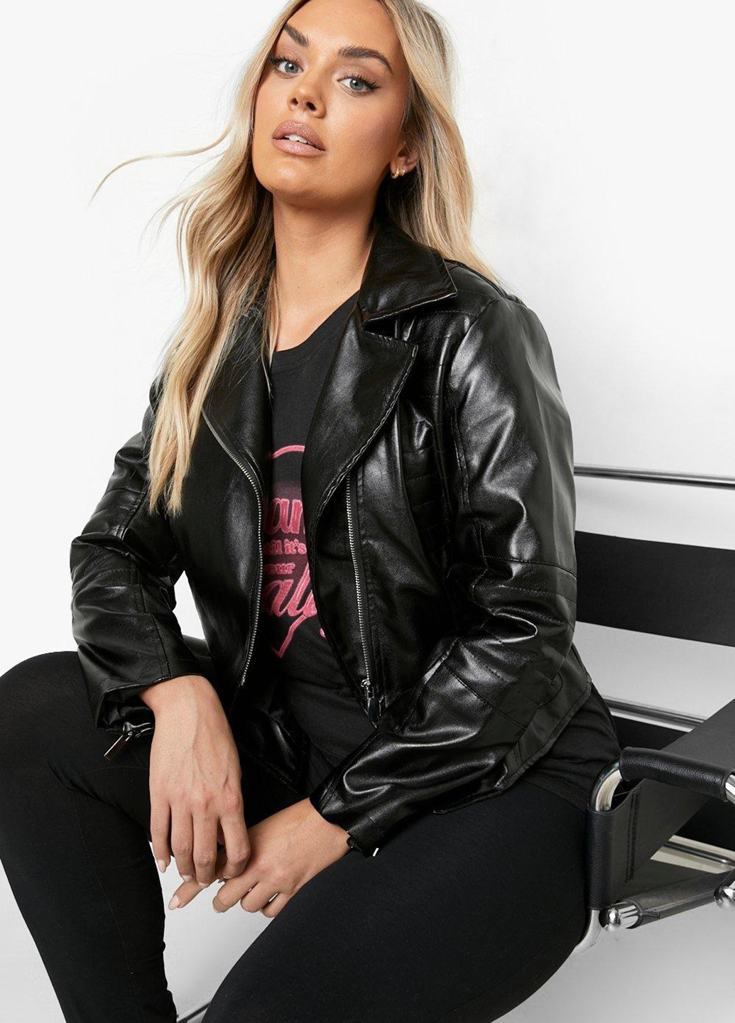 Чорна демісезонна куртка косуха Boohoo