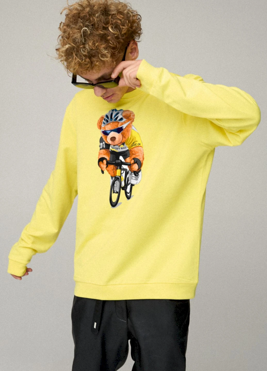 Жовтий світшот чоловічий oversize /no flis/ YAPPI (252259060)