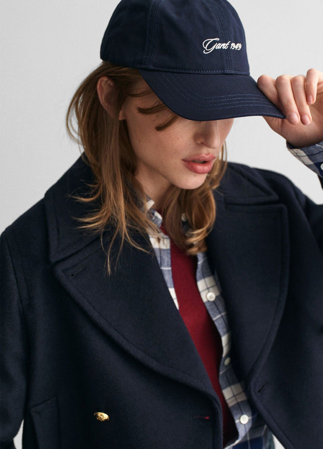 Синее демисезонное Пальто двубортное Gant