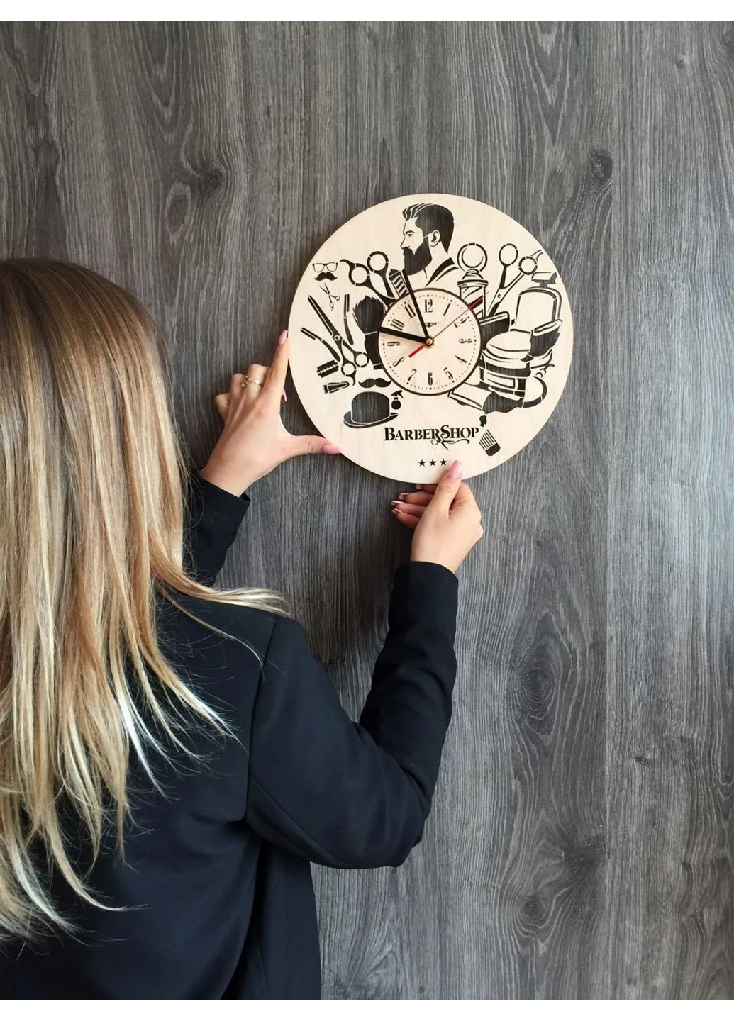 Дизайнерський настінний годинник «Барбершоп» 7Arts (253567470)