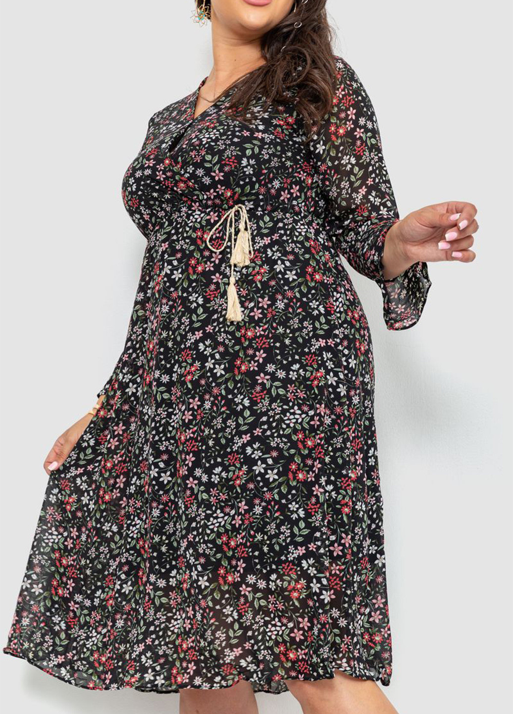 Черное кэжуал платье в стиле ампир Ager с цветочным принтом