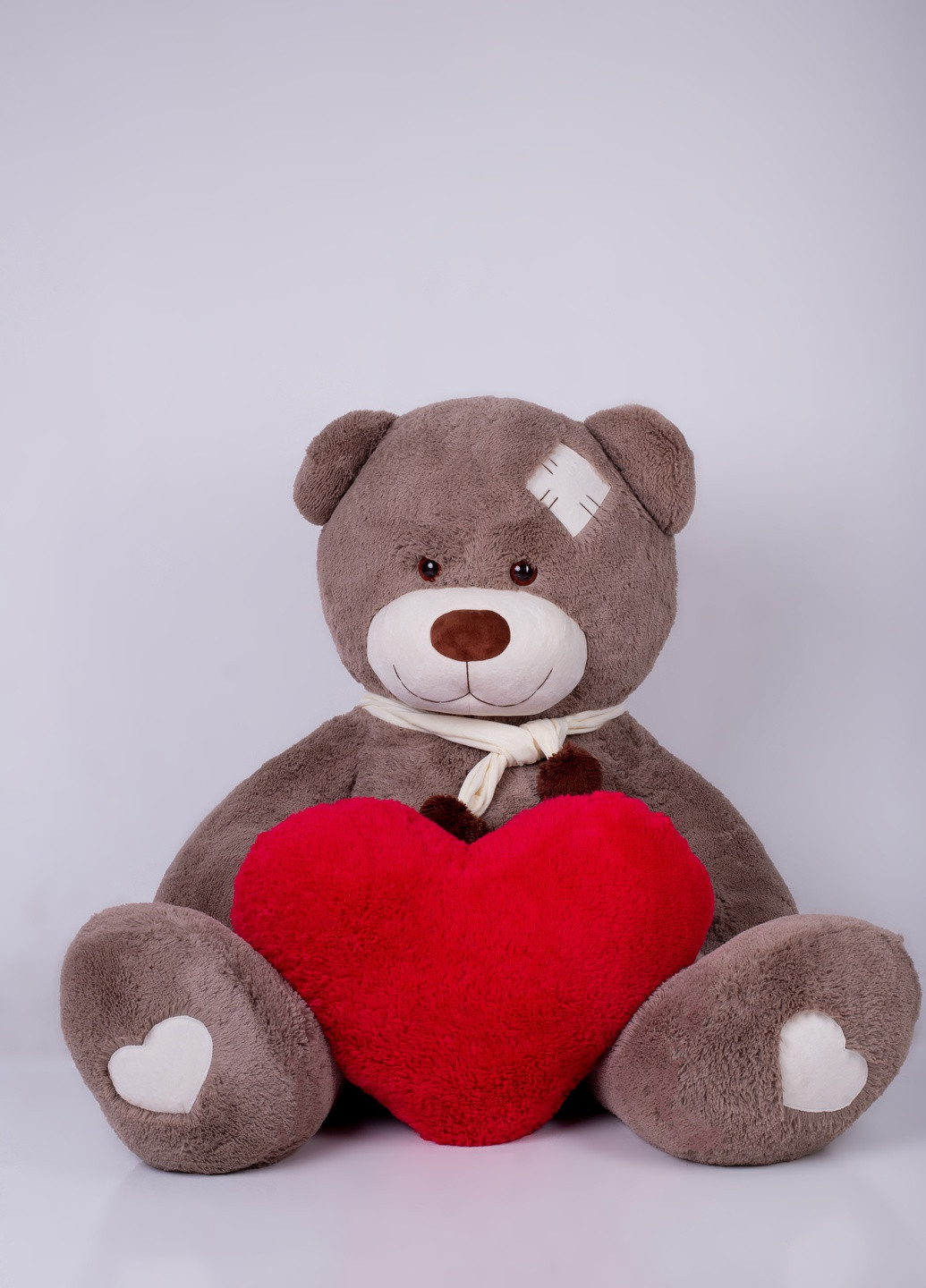 Ведмедик з латками Плюшевий із серцем Дональд 2 метра Капучіно Yarokuz (231461767)