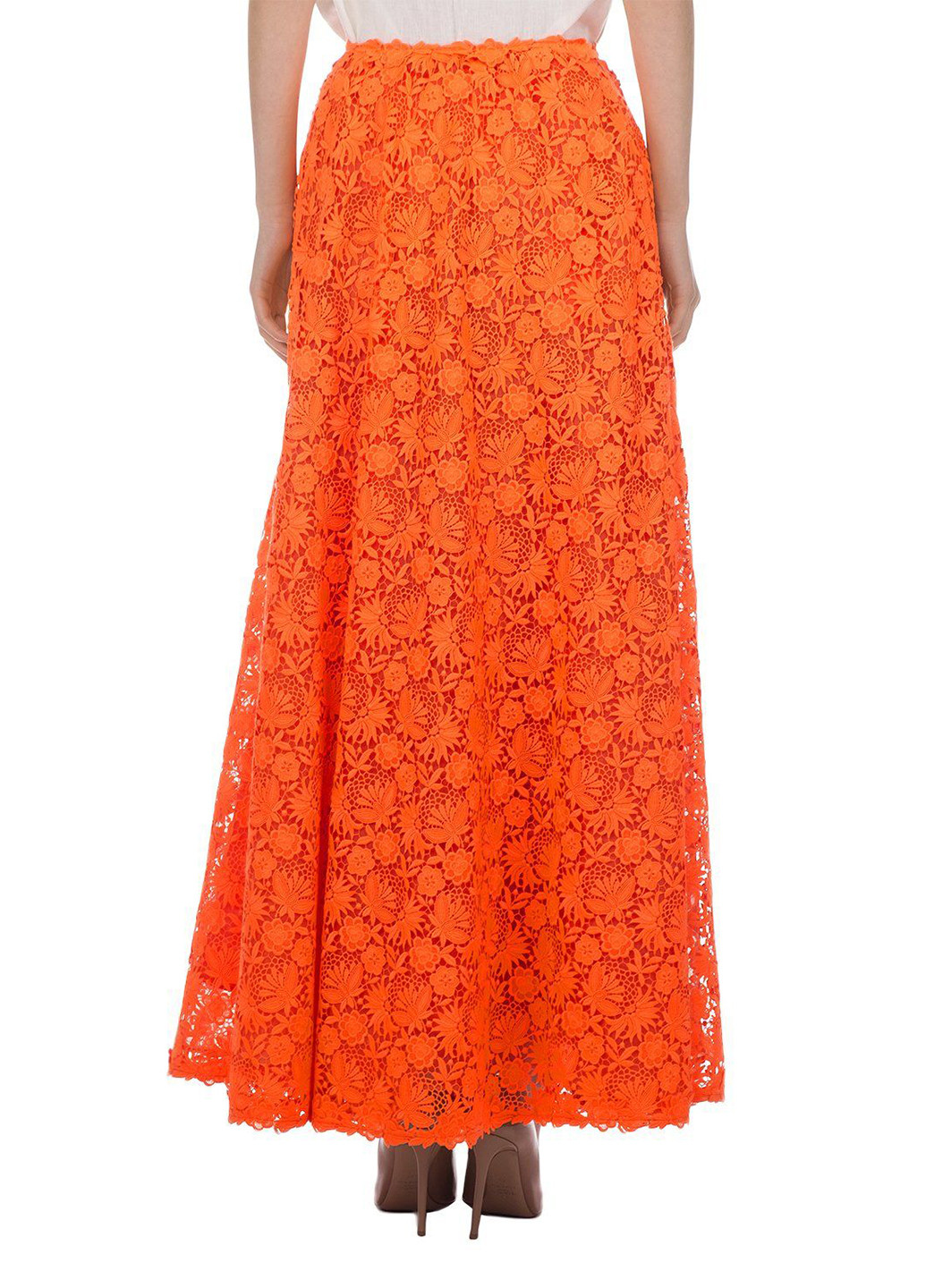 Оранжевая кэжуал однотонная юбка Valentino клешированная