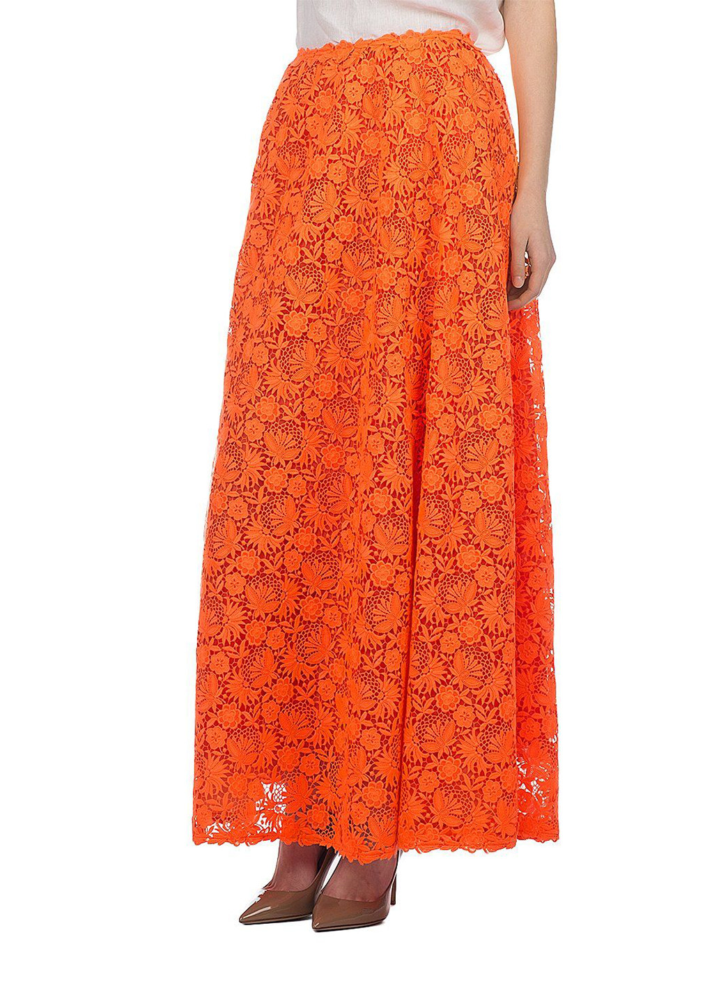 Оранжевая кэжуал однотонная юбка Valentino клешированная