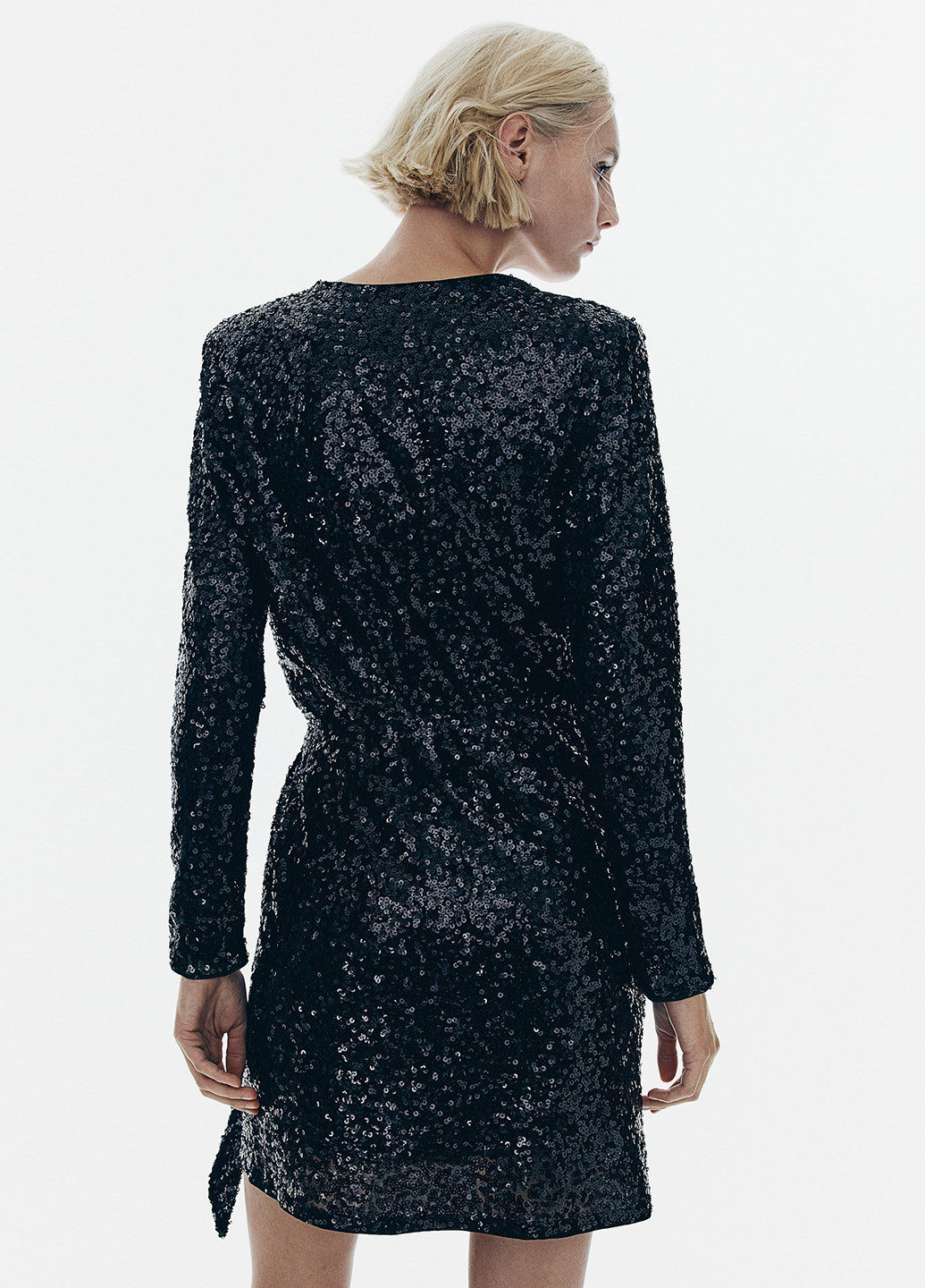 Черно-белое праздничный, вечернее платье на запах H&M однотонное