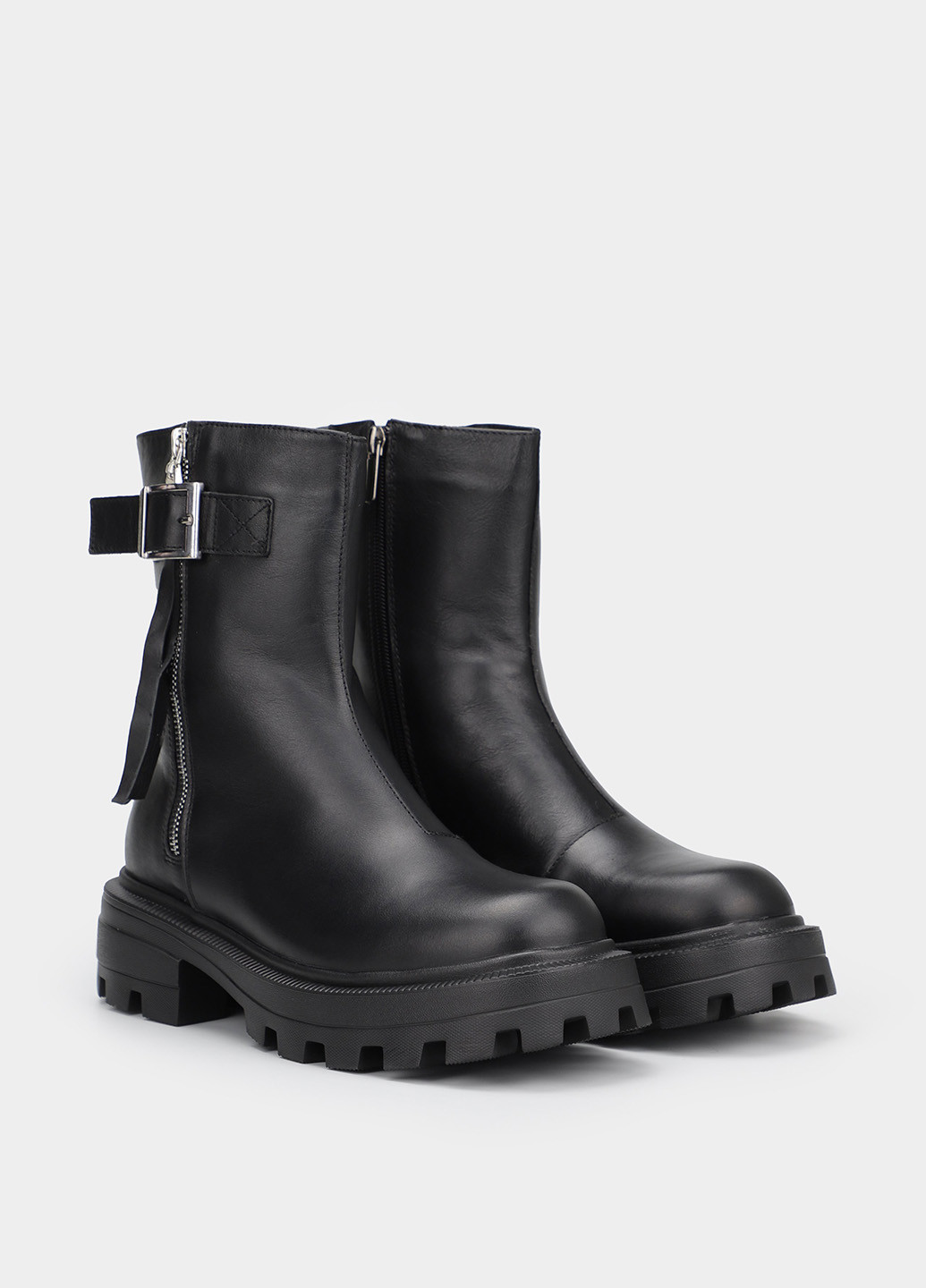 Осенние ботинки Braska с пряжкой, с молнией, на тракторной подошве