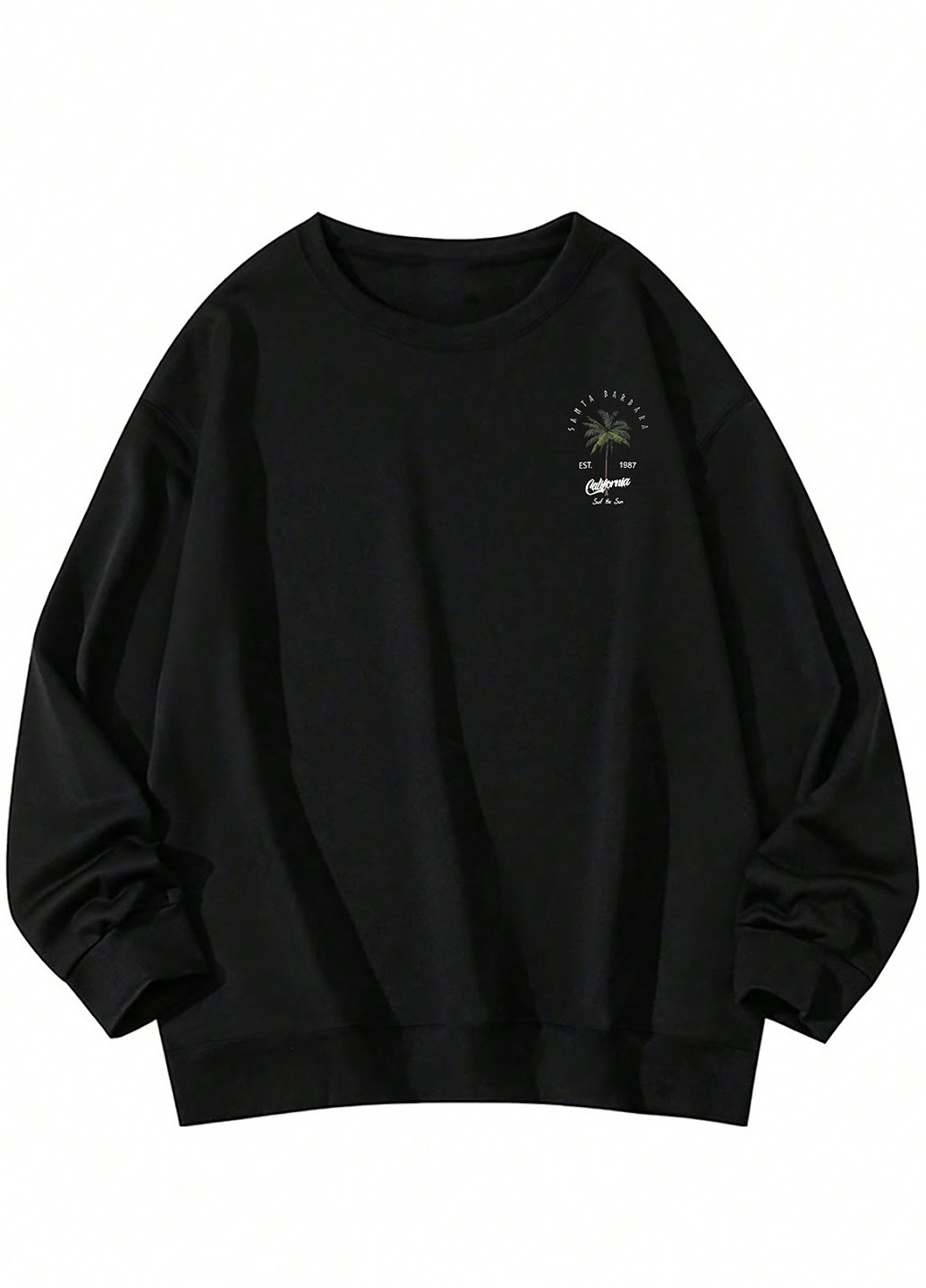 Чорний світшот SHEIN малюнок без декору (324028174)