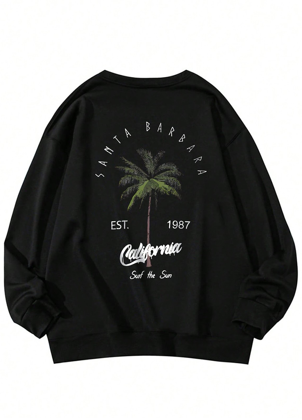 Чорний світшот SHEIN малюнок без декору (324028174)