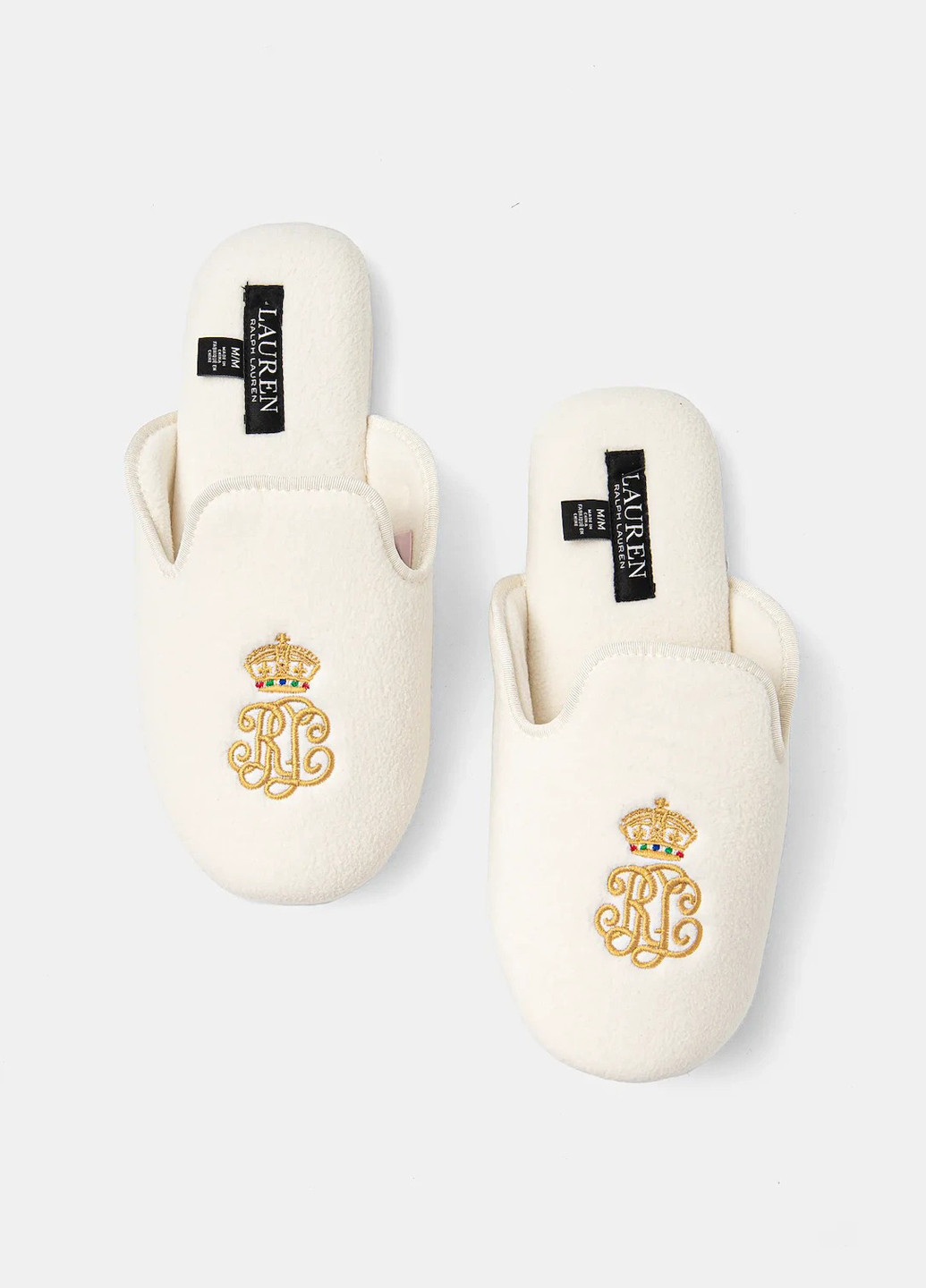 Молочные тапочки Ralph Lauren с вышивкой