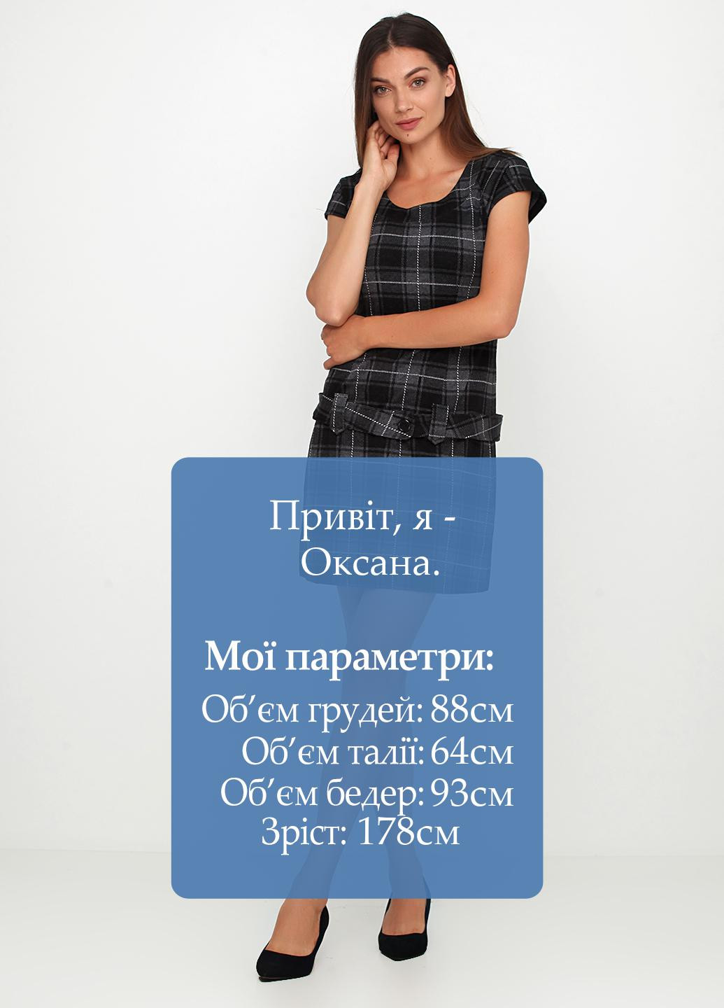 Темно-серое кэжуал платье Jinli в клетку